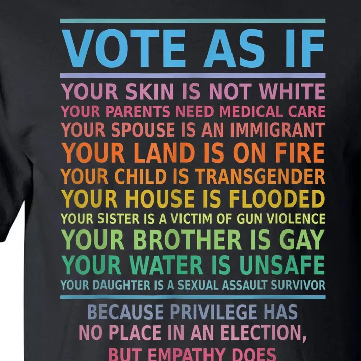 Vote As If Your Skin Is Not White HumanS Rights Apparel Tall T-Shirt