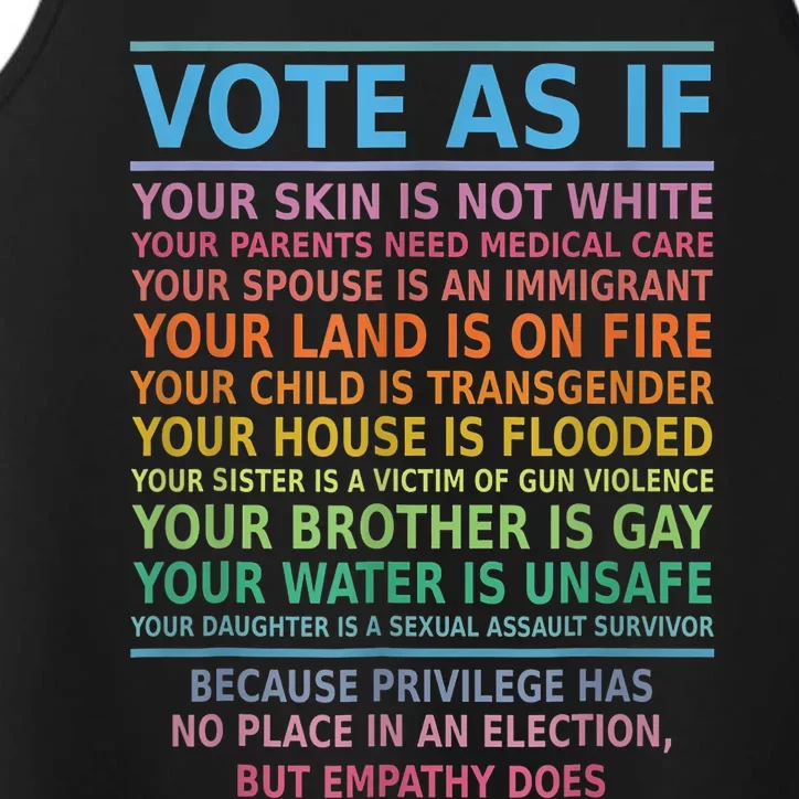 Vote As If Your Skin Is Not White HumanS Rights Apparel Performance Tank