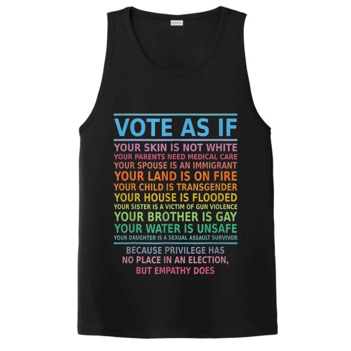 Vote As If Your Skin Is Not White HumanS Rights Apparel Performance Tank