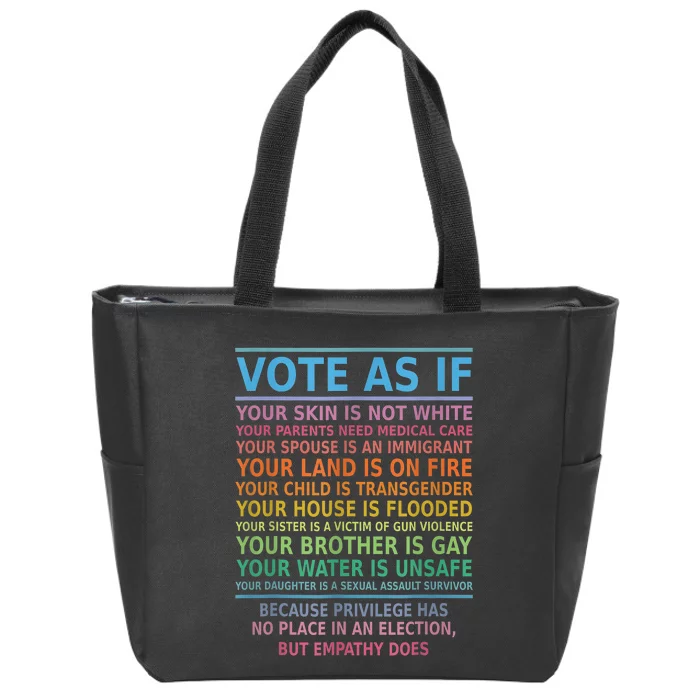 Vote As If Your Skin Is Not White HumanS Rights Apparel Zip Tote Bag