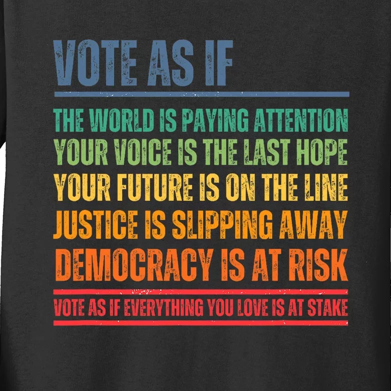 Vote As If Kids Long Sleeve Shirt