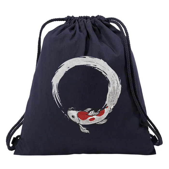 Vintage Asian Japanese Koi Carp Nishikigoi Koi Fish Drawstring Bag