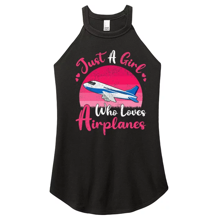 Vintage Airplane Lover Just A Girl Who Loves Airplanes Women’s Perfect Tri Rocker Tank