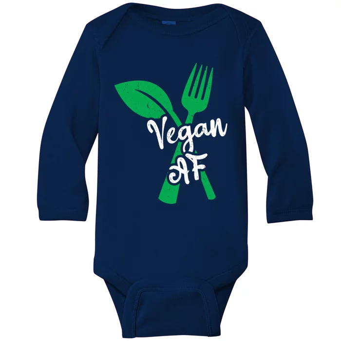 Vegan Af Leaf And Fork Go Vegan Gift Baby Long Sleeve Bodysuit