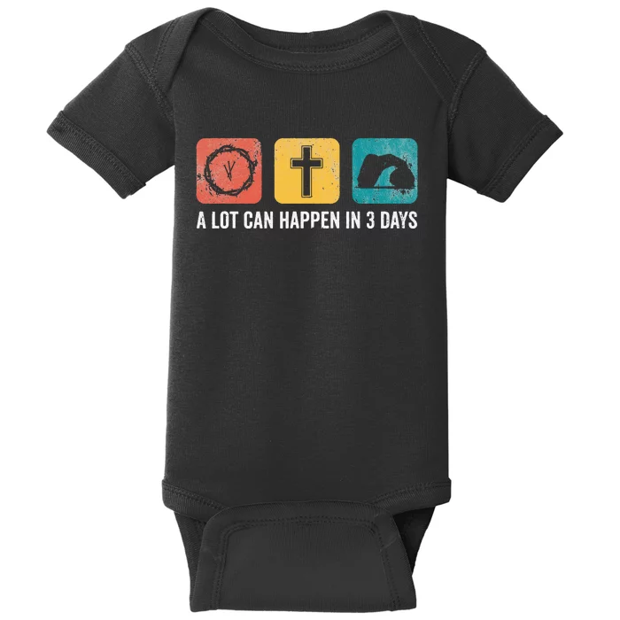 Vintage A Lot Can Happen in 3 Days Bible Easter Christian Baby Bodysuit