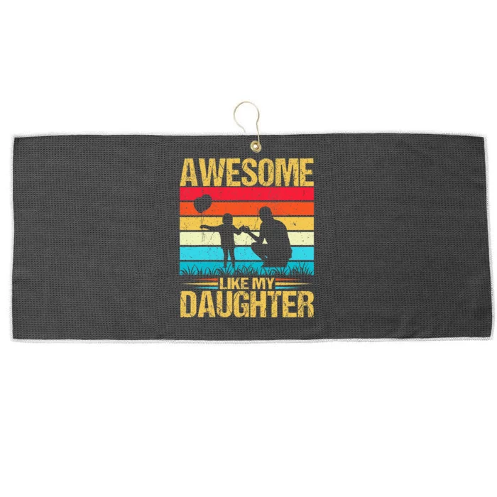 Vintage Awesome Like My Daughter Dad Father's Day Large Microfiber Waffle Golf Towel