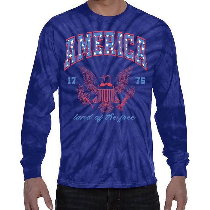 Vintage America Land Of The Free 1776 Tie-Dye Long Sleeve Shirt