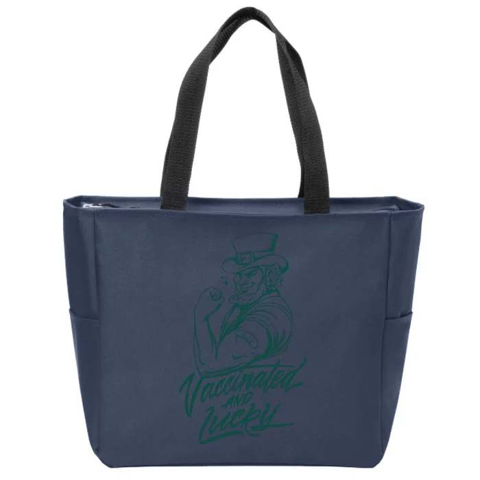 Vaccinated And Lucky St Patricks Day Zip Tote Bag