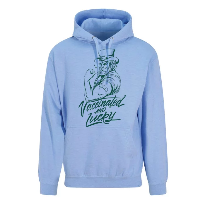 Vaccinated And Lucky St Patricks Day Unisex Surf Hoodie