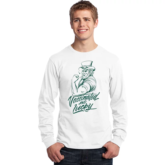 Vaccinated And Lucky St Patricks Day Long Sleeve Shirt