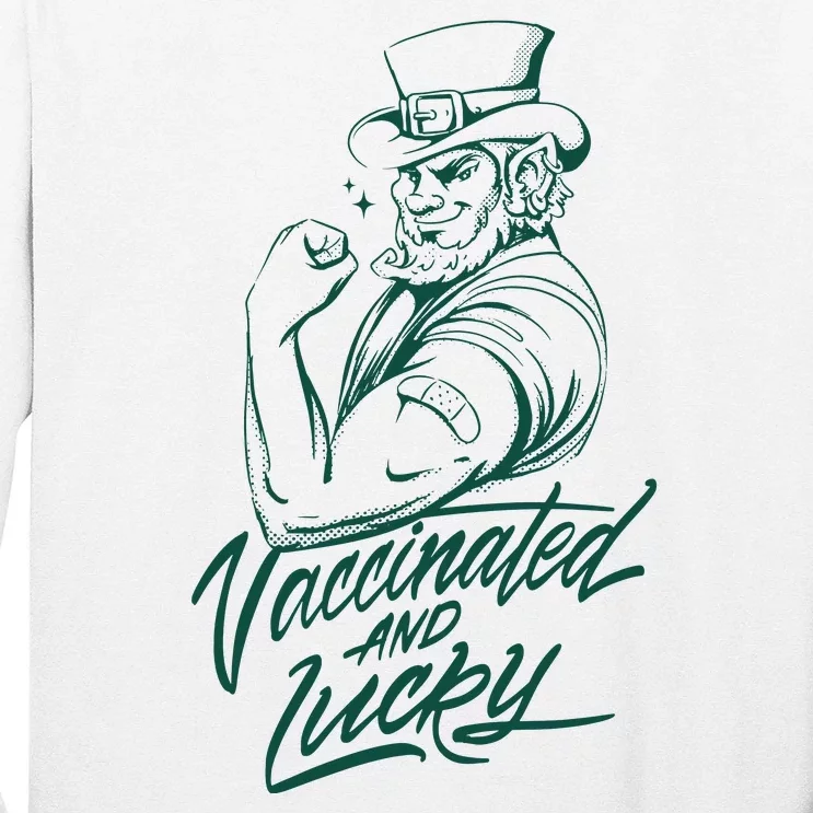 Vaccinated And Lucky St Patricks Day Long Sleeve Shirt