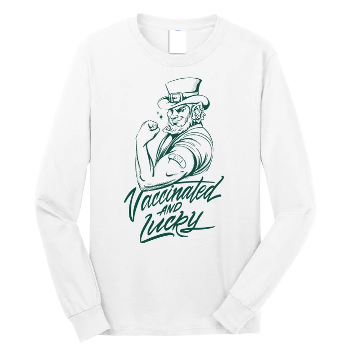 Vaccinated And Lucky St Patricks Day Long Sleeve Shirt