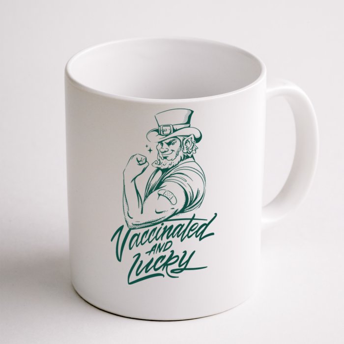 Vaccinated And Lucky St Patricks Day Front & Back Coffee Mug