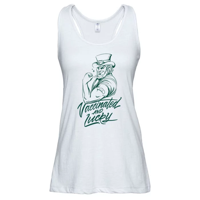 Vaccinated And Lucky St Patricks Day Ladies Essential Flowy Tank