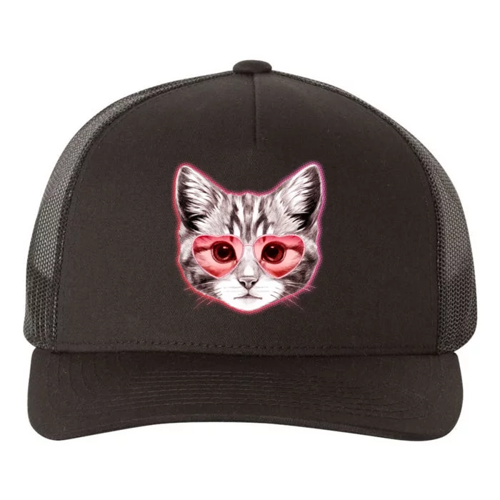 Valentine Cat Love Shades Yupoong Adult 5-Panel Trucker Hat