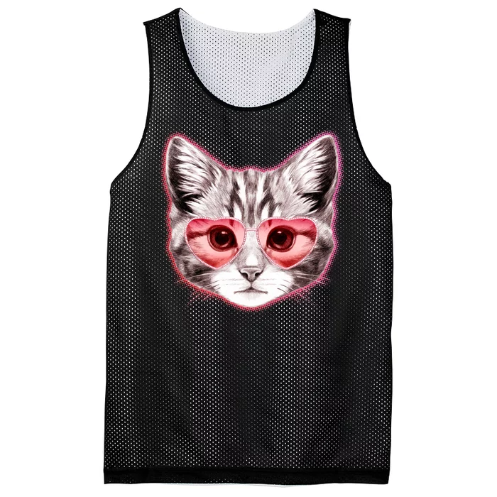 Valentine Cat Love Shades Mesh Reversible Basketball Jersey Tank