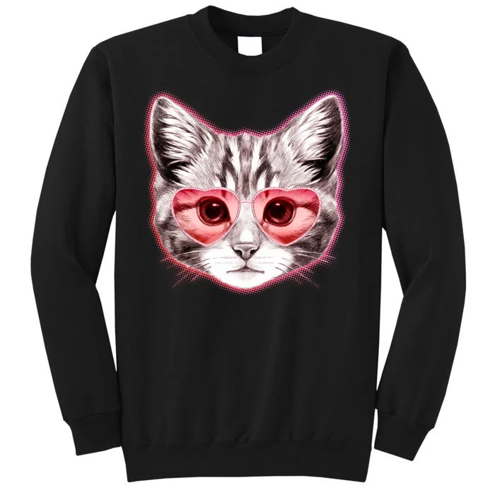 Valentine Cat Love Shades Tall Sweatshirt