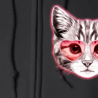 Valentine Cat Love Shades Full Zip Hoodie