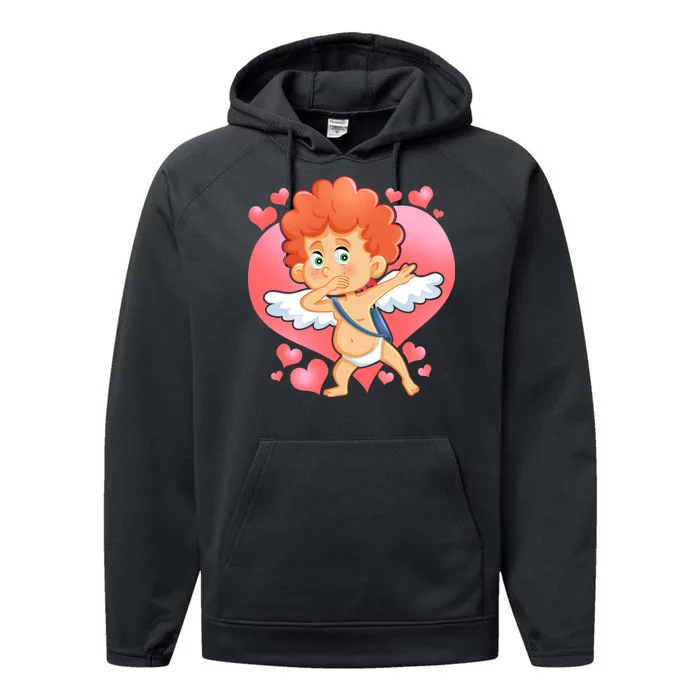 Valentine Dabbing Cupid Performance Fleece Hoodie