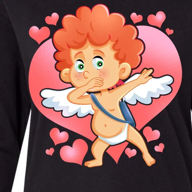 Valentine Dabbing Cupid Womens Cotton Relaxed Long Sleeve T-Shirt