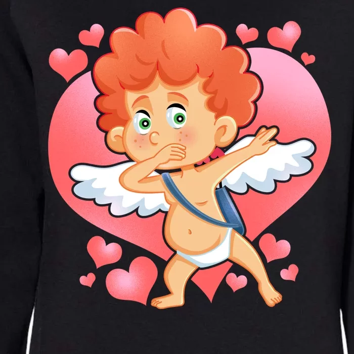 Valentine Dabbing Cupid Womens California Wash Sweatshirt