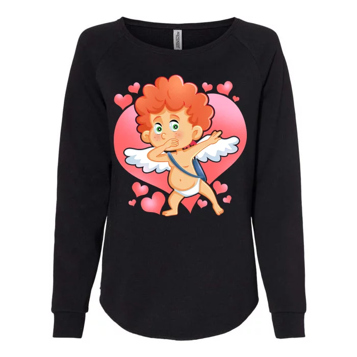 Valentine Dabbing Cupid Womens California Wash Sweatshirt