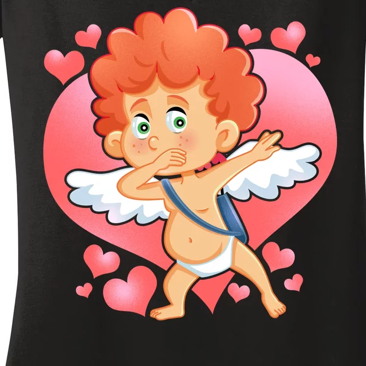 Valentine Dabbing Cupid Women's V-Neck T-Shirt