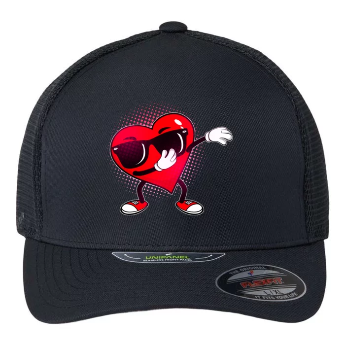 Valentine Dabbing Heart Flexfit Unipanel Trucker Cap