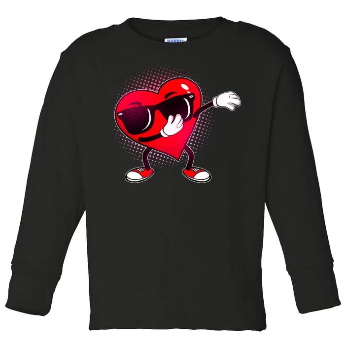 Valentine Dabbing Heart Toddler Long Sleeve Shirt