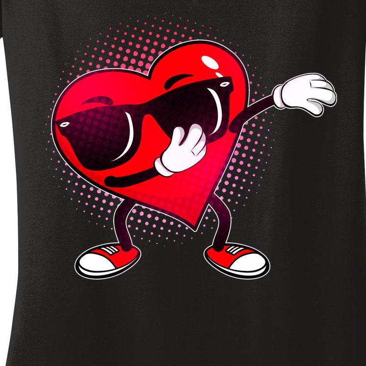 Valentine Dabbing Heart Women's V-Neck T-Shirt