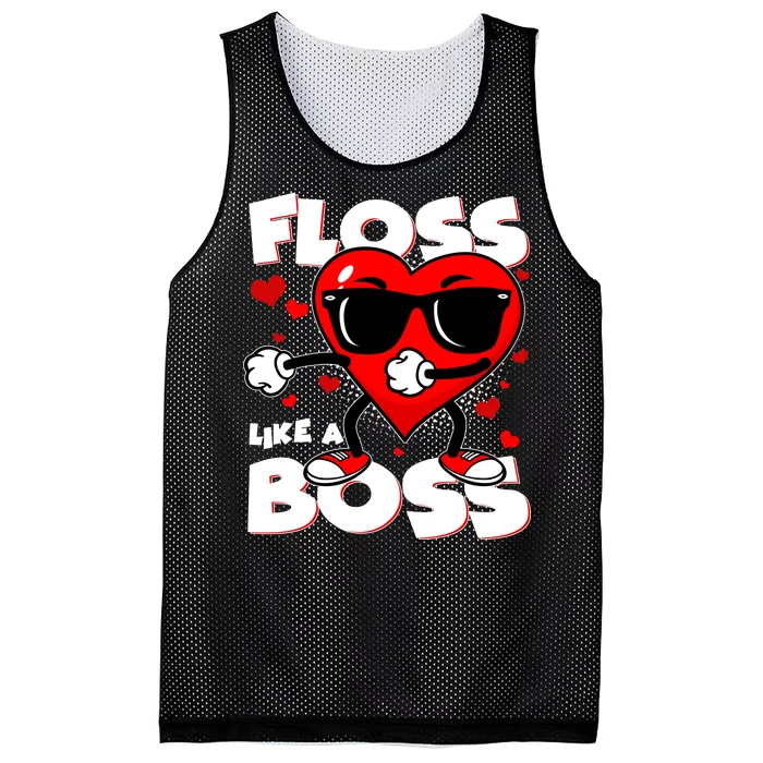 Valentine Floss Like A Boss Heart Mesh Reversible Basketball Jersey Tank