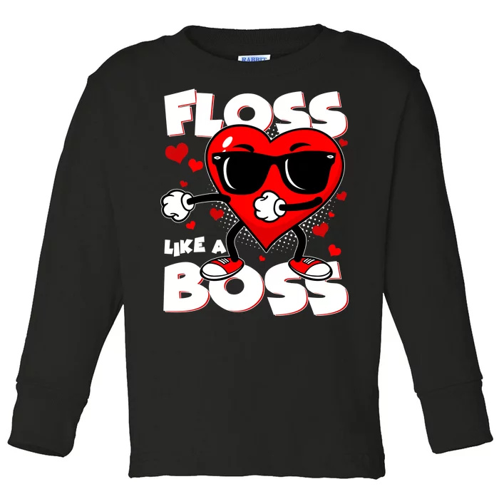 Valentine Floss Like A Boss Heart Toddler Long Sleeve Shirt