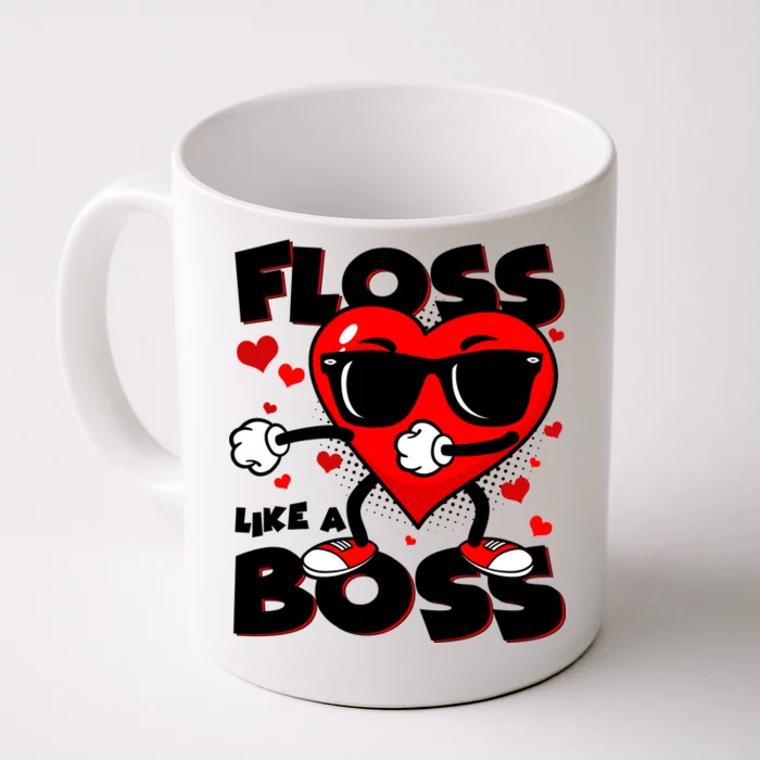 Valentine Floss Like A Boss Heart Front & Back Coffee Mug