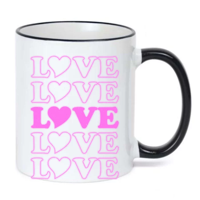 Valentine Love Pattern Black Color Changing Mug