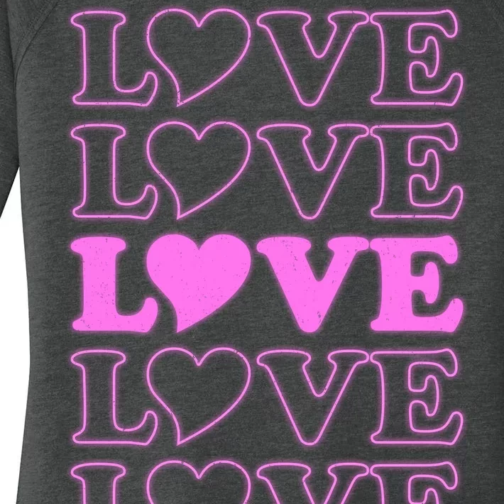 Valentine Love Pattern Women's Perfect Tri Tunic Long Sleeve Shirt