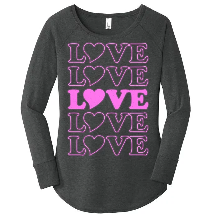 Valentine Love Pattern Women's Perfect Tri Tunic Long Sleeve Shirt