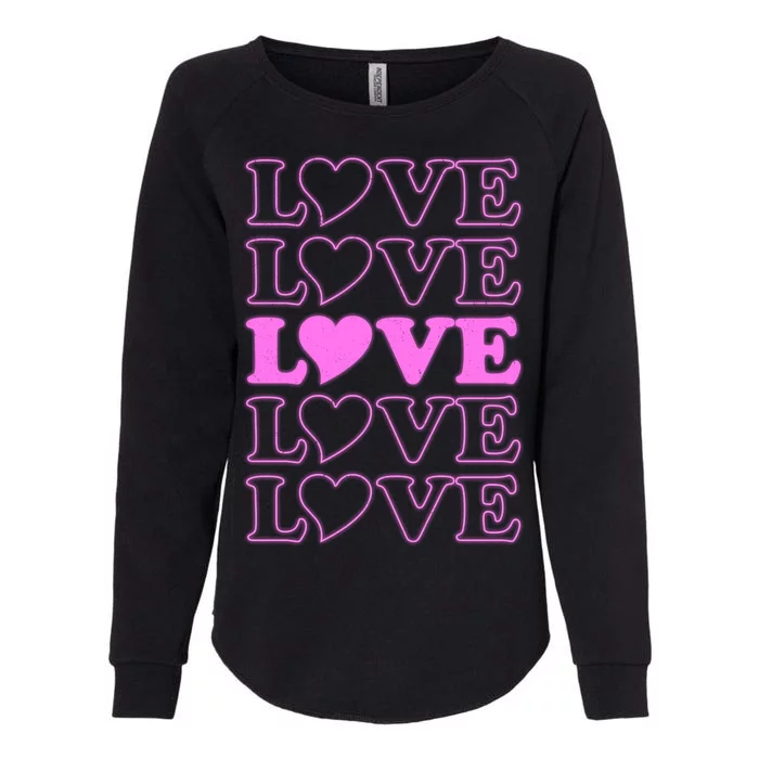 Valentine Love Pattern Womens California Wash Sweatshirt