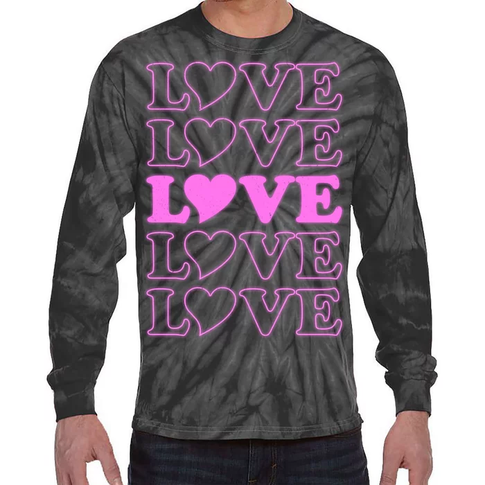 Valentine Love Pattern Tie-Dye Long Sleeve Shirt