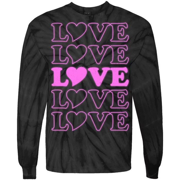 Valentine Love Pattern Tie-Dye Long Sleeve Shirt