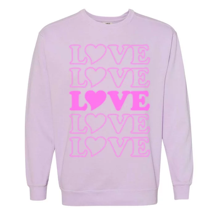 Valentine Love Pattern Garment-Dyed Sweatshirt