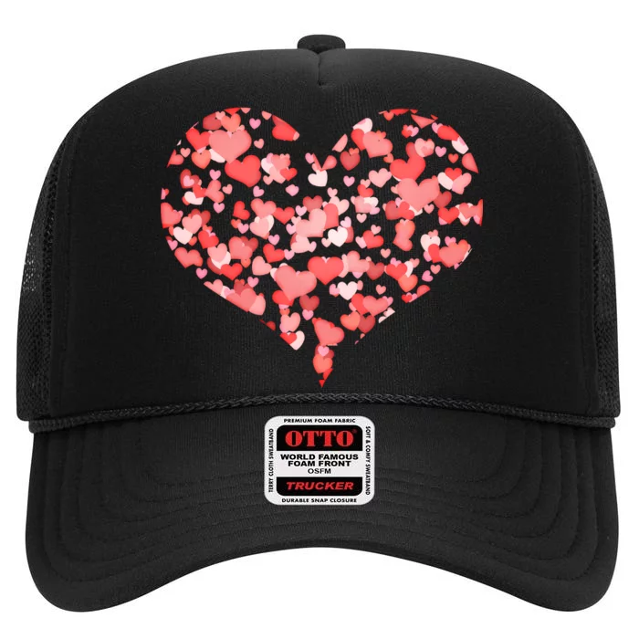 Valentine Multi Heart Of Love High Crown Mesh Trucker Hat