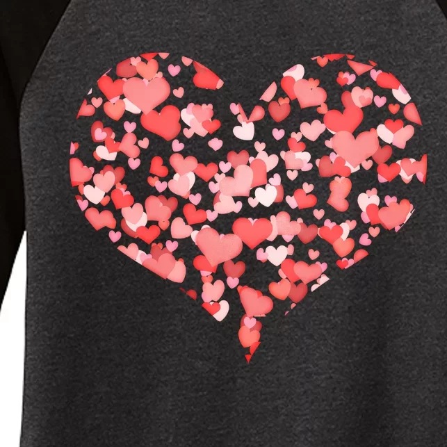 Valentine Multi Heart Of Love Women's Tri-Blend 3/4-Sleeve Raglan Shirt