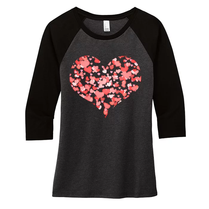 Valentine Multi Heart Of Love Women's Tri-Blend 3/4-Sleeve Raglan Shirt