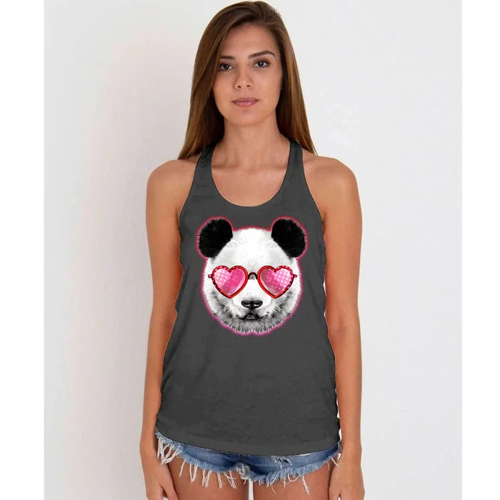 Valentine Panda Love Shades Women's Knotted Racerback Tank