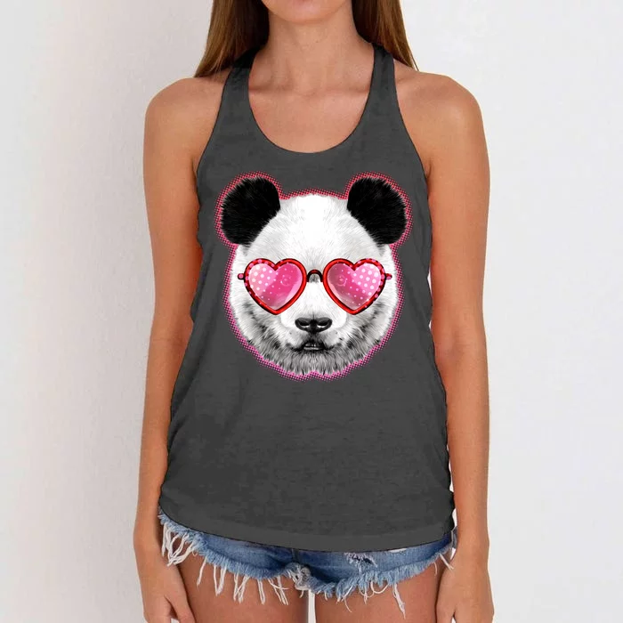 Valentine Panda Love Shades Women's Knotted Racerback Tank