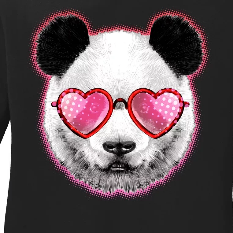 Valentine Panda Love Shades Ladies Long Sleeve Shirt