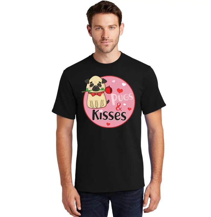 Valentine Pug And Kisses Tall T-Shirt