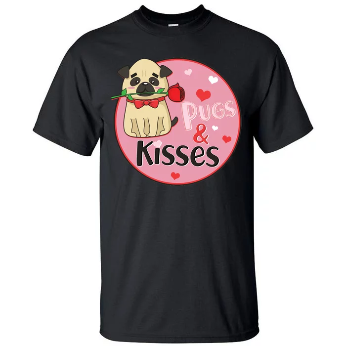 Valentine Pug And Kisses Tall T-Shirt