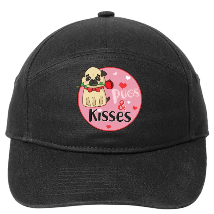 Valentine Pug And Kisses 7-Panel Snapback Hat