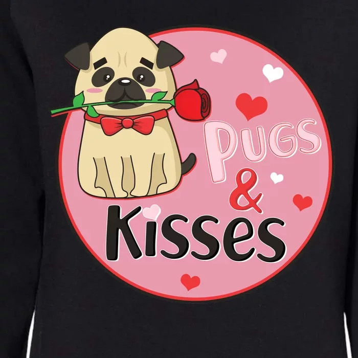 Valentine Pug And Kisses Womens California Wash Sweatshirt